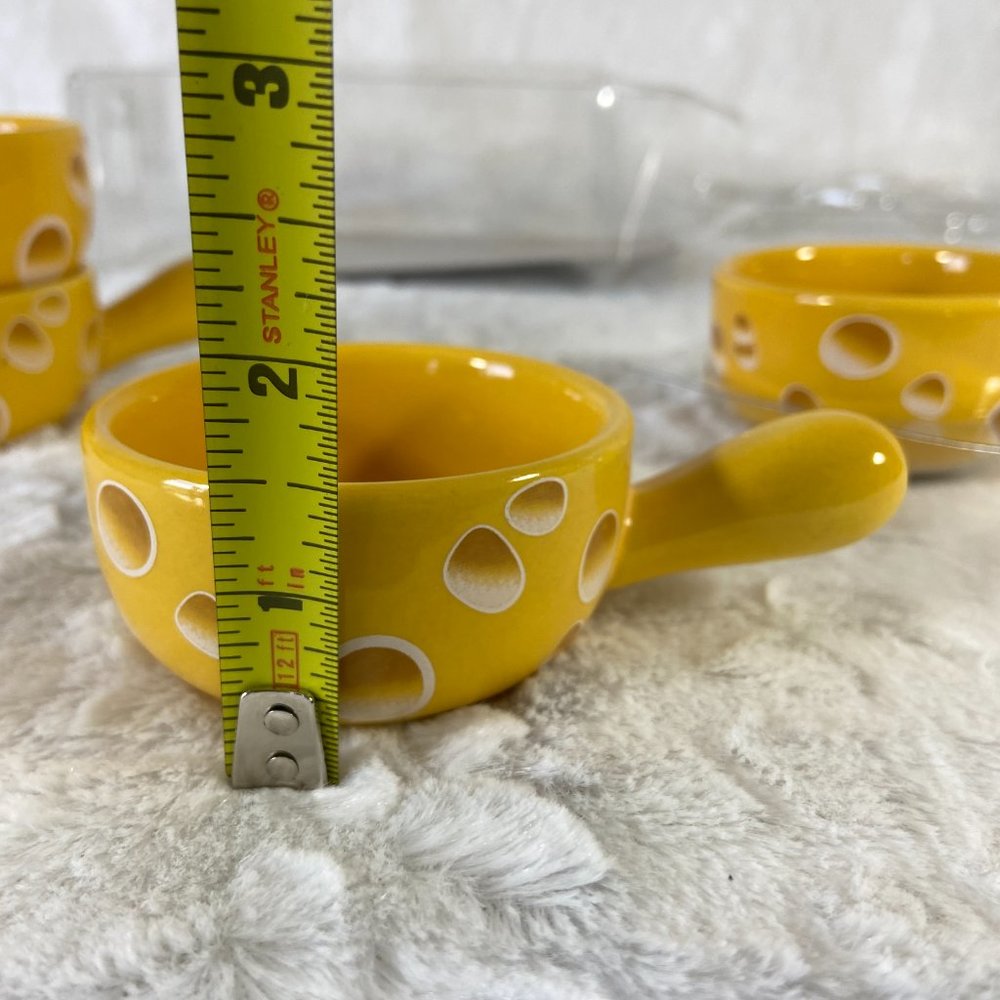 Porcelain Sauce Dishes Chip & Dip Sets Mini Dip Bowl Set with Handle set of 4 - Picture 12 of 13